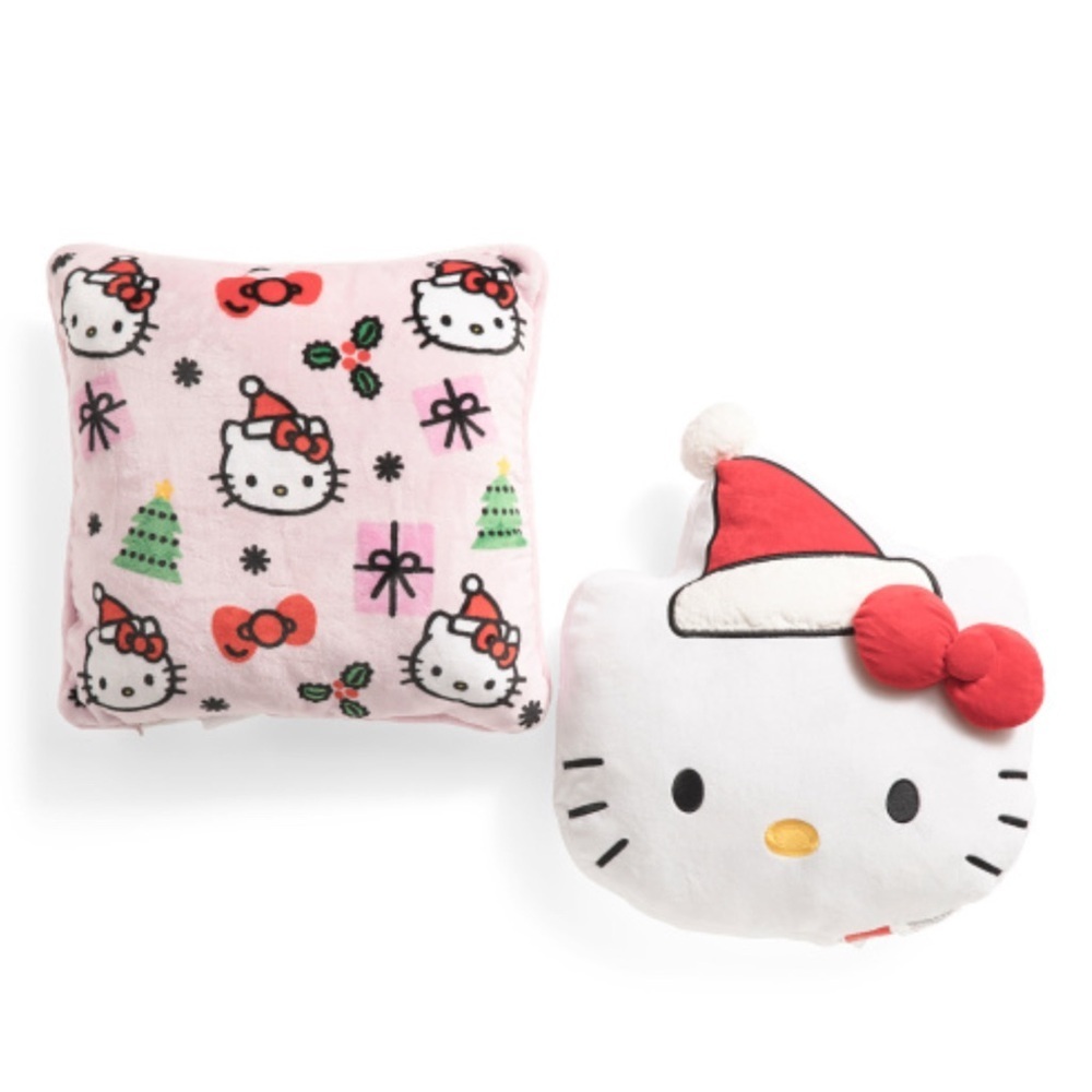HELLO KITTY AND FRIENDS 2pk Plush Christmas Themed Pillows Made By Sanrio. NWTS